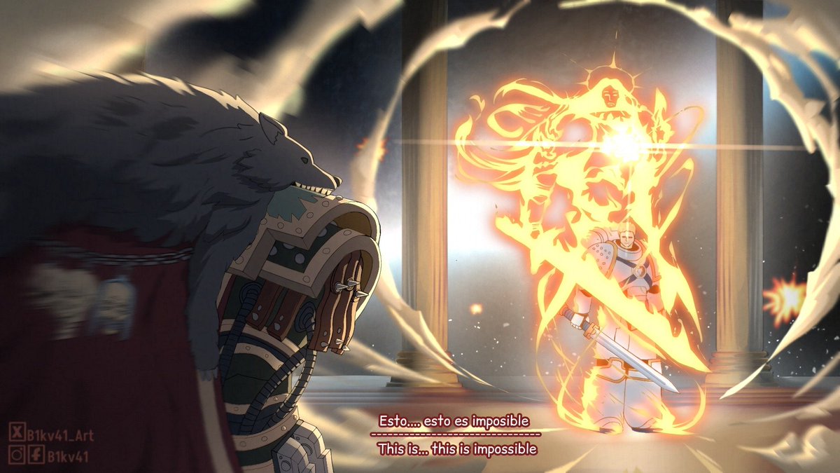 B1kv41_Art's tweet image. [ ESP/ ENG] the end of the fight between Horus and the emperor in a nutshell

#WIP #Warhammer40k #WarhammerCommunity #HorusLupercal