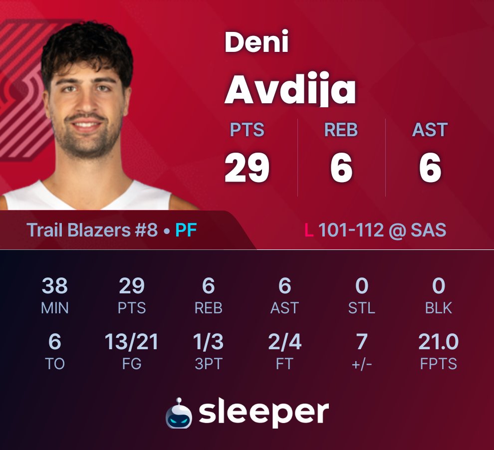 SleeperTrailBlazers tweet media