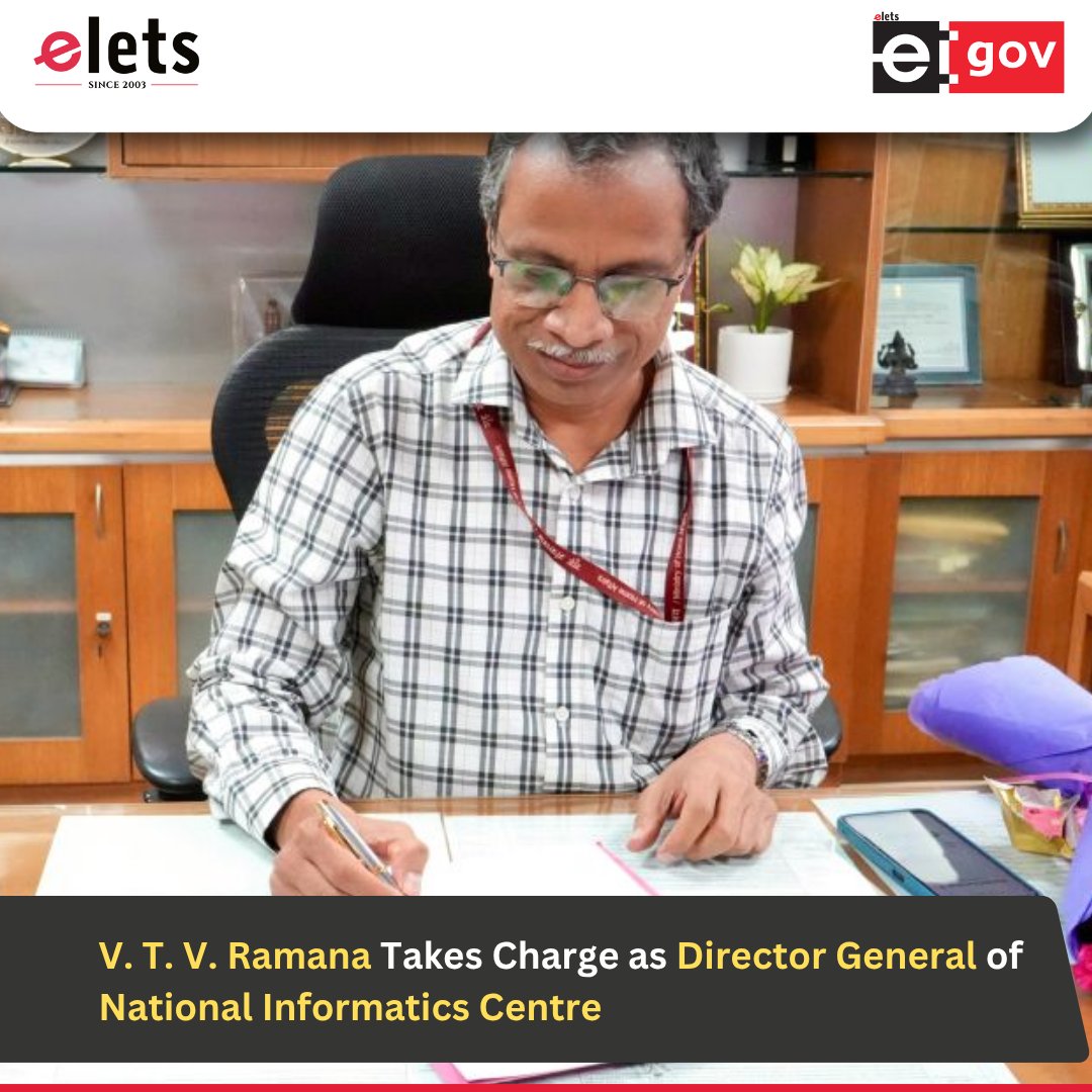 egovonline's tweet image. In a key development for India’s digital governance ecosystem, Ramana V T V has assumed charge as the Director General of the @NICMeity, on April 8, 2026.

Read more: tinyurl.com/yfs6cyha

#NIC #DigitalIndia #eGovernance #Leadership #Technology #PublicAdministration #GovTech