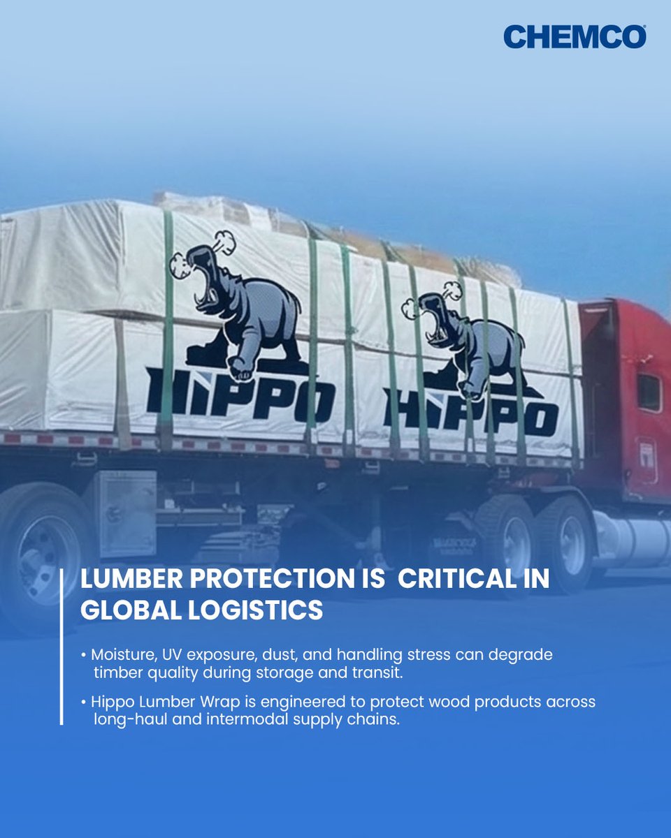 chemcogroup's tweet photo. Our Lumber Wraps provide durable, weather-resistant protection for transport and long-term storage, keeping your lumber dry, clean, and export-ready. Built tough. Built reliable. Built to protect. 

#LumberWraps #TimberProtection #WoodProtection #LumberStorage https://t.co/qH3rLZPqzZ