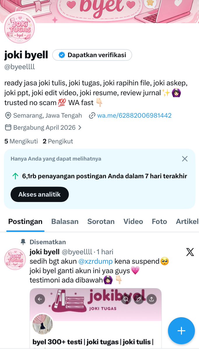 jasa joki tugas byel🌷 tweet media