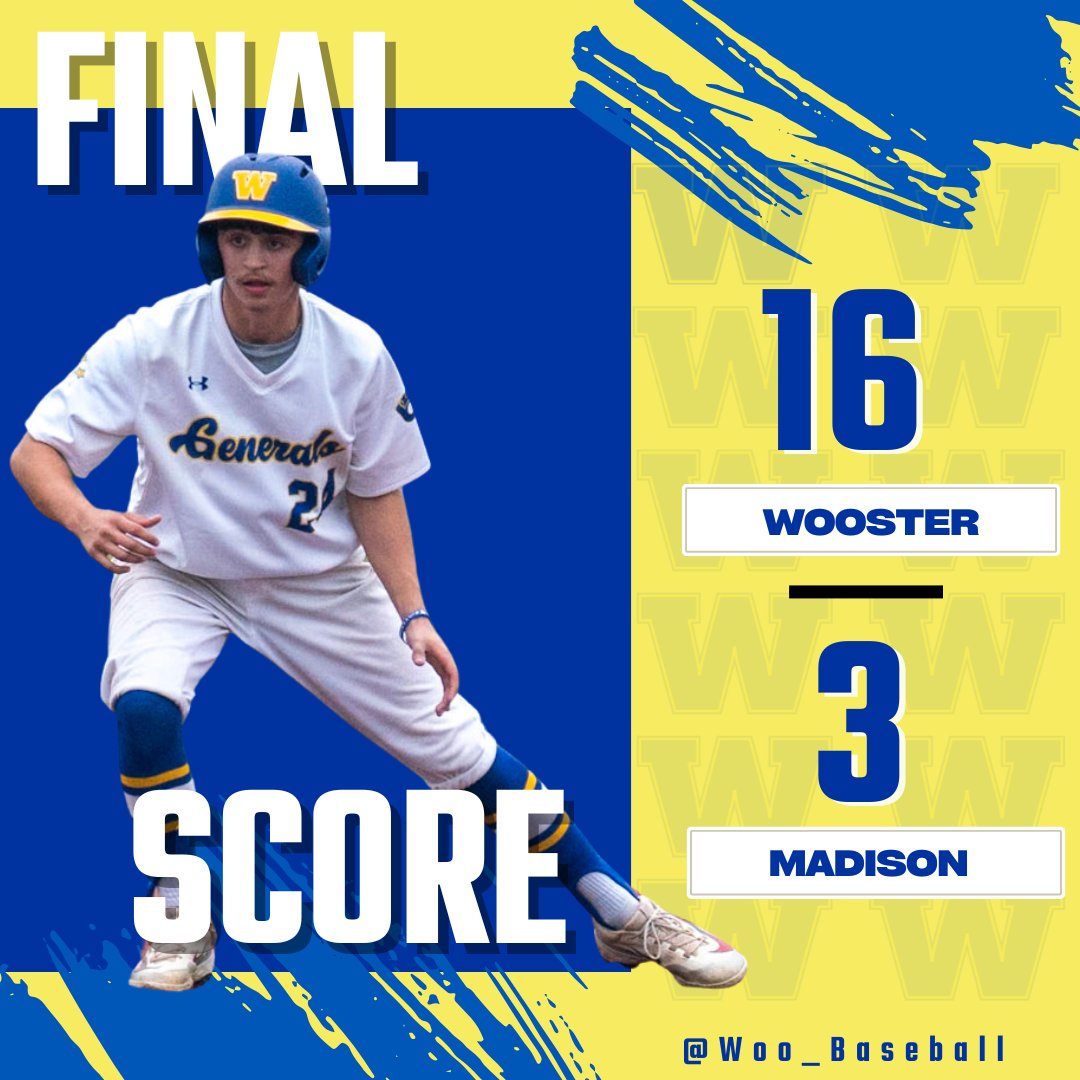 Woo_Baseball's tweet photo. 🚨VARSITY FINAL🚨

Wooster 16, Madison 3. @BrianLapp26 picks up the W (2-0) &amp; we move to 4-0 (3-0) overall. 

Offense led by:
@BrockBowen2424 3H, 3R
@Graser_M 2H, 2RBI, 3R
Wesley Wheeler:  2H, 5RBI, 2R
@Isaac_Yoder10  2H, 2RBI, 1R

#RollGennys

#GoWoo | @woosterhsathletics https://t.co/SRKioumSWR