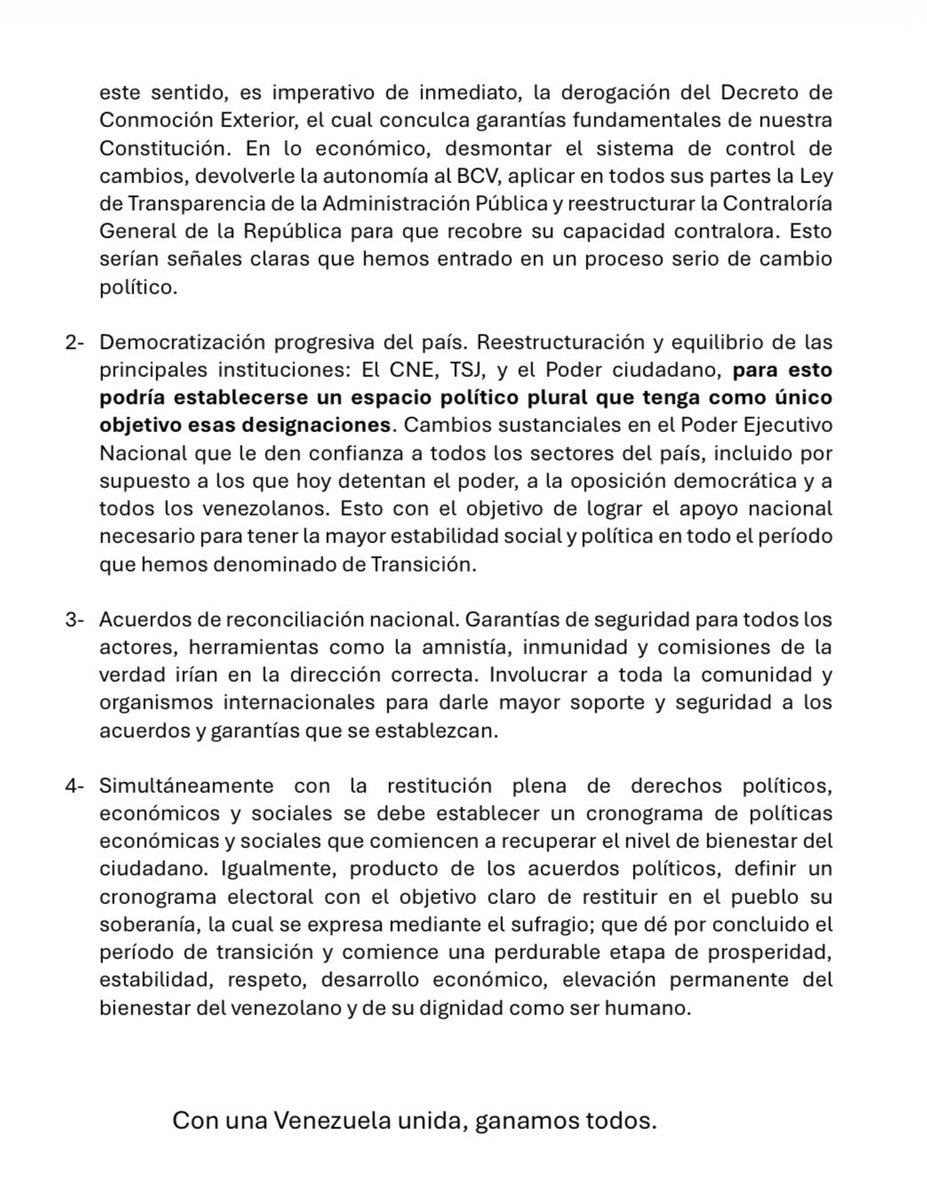 El levantamiento de sanciones al BCV deberá traer como consecuencia inmediata el restablecimiento pleno de la autonomía del BCV, sustituyendo a la presidencia y junta directiva actual por personas de reconocida formación profesional económica, desvinculada de la política y con