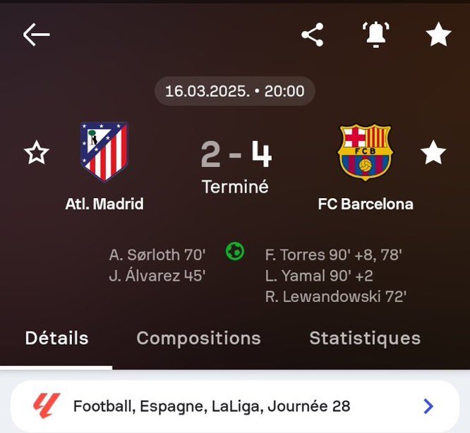 🤯😳MUY FUERTE

Los goleadores del partido de ayer fueron Julián Álvarez y Sorloth, los mismo que en el partido de liga que el Barça había 2-4 que tuvo que remontar.

Pero lo curioso no es eso, lo curioso es que fueron en el mismo minuto.

No creo que marquemos 4 no…?🫣