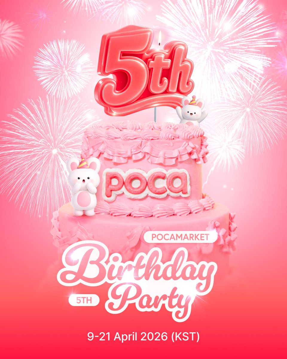 pocamarket's tweet image. ❓ Ready for our BIG PROMOTION ❓
Our 5th Birthday Party is NOW OPEN ✨

✔️ Daily Lucky Draw / 15% off Festa / Share your memories with Pocamarket

🔗 pocamarket.com/event/5th-birt…
📅 April 9, 2026 12:00 ~ April 21, 2026 18:00 (KST)

#pocamarket #poca #photocard #promotion #birthday