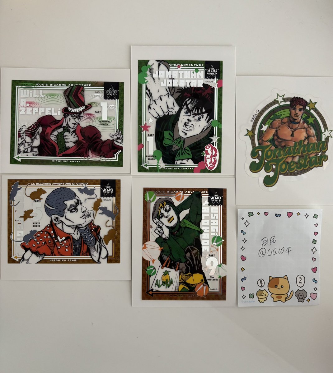 【交換】ジョジョの奇妙な冒険 The JOJO WORLD ジョジョワールド クリアステッカー

譲：ホルマジオ、ウサギ、ジョナサン、ウィルAツェペリ

求：アナスイ、ナランチャ、一巻表紙
または定価（+送料）

郵送または大阪手渡し
お気軽にお声掛けくださいませ。
