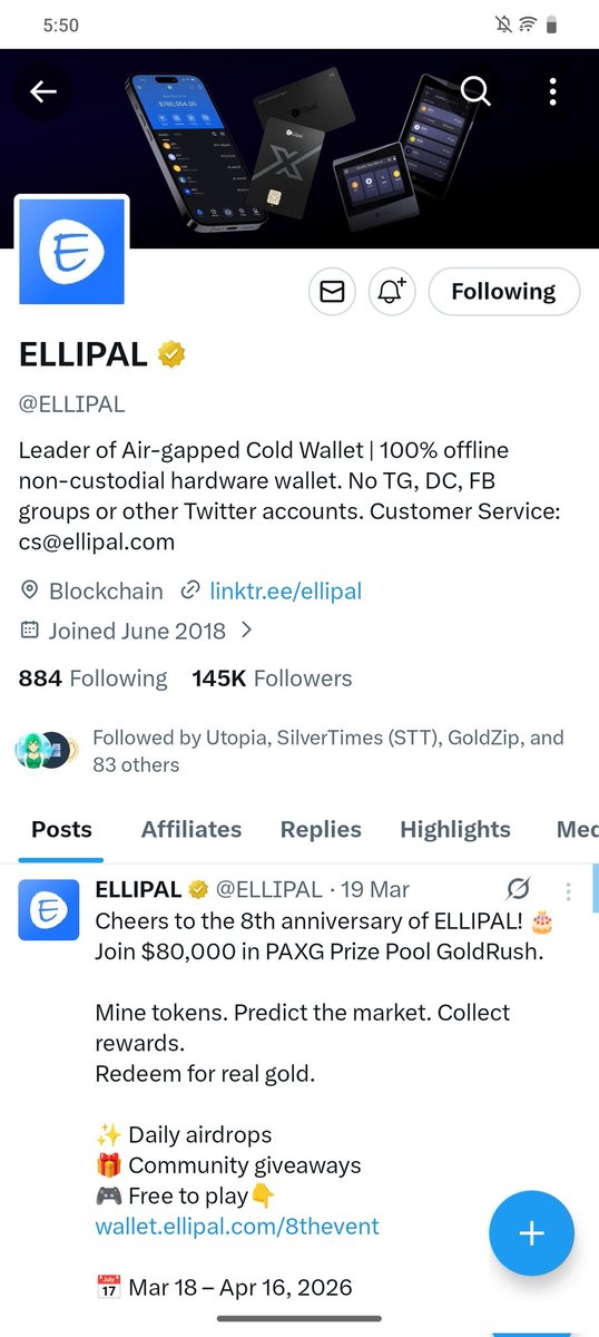 Baskey67's tweet photo. @ELLIPAL @SilvertimesSTT Happy 8th anniversary, ELLIPAL! 🎉

Strong security, real confidence. Wishing you bigger growth and global success ahead 🚀

#ELLIPAL8th #Giveaway https://t.co/b9kKWlsjQ8