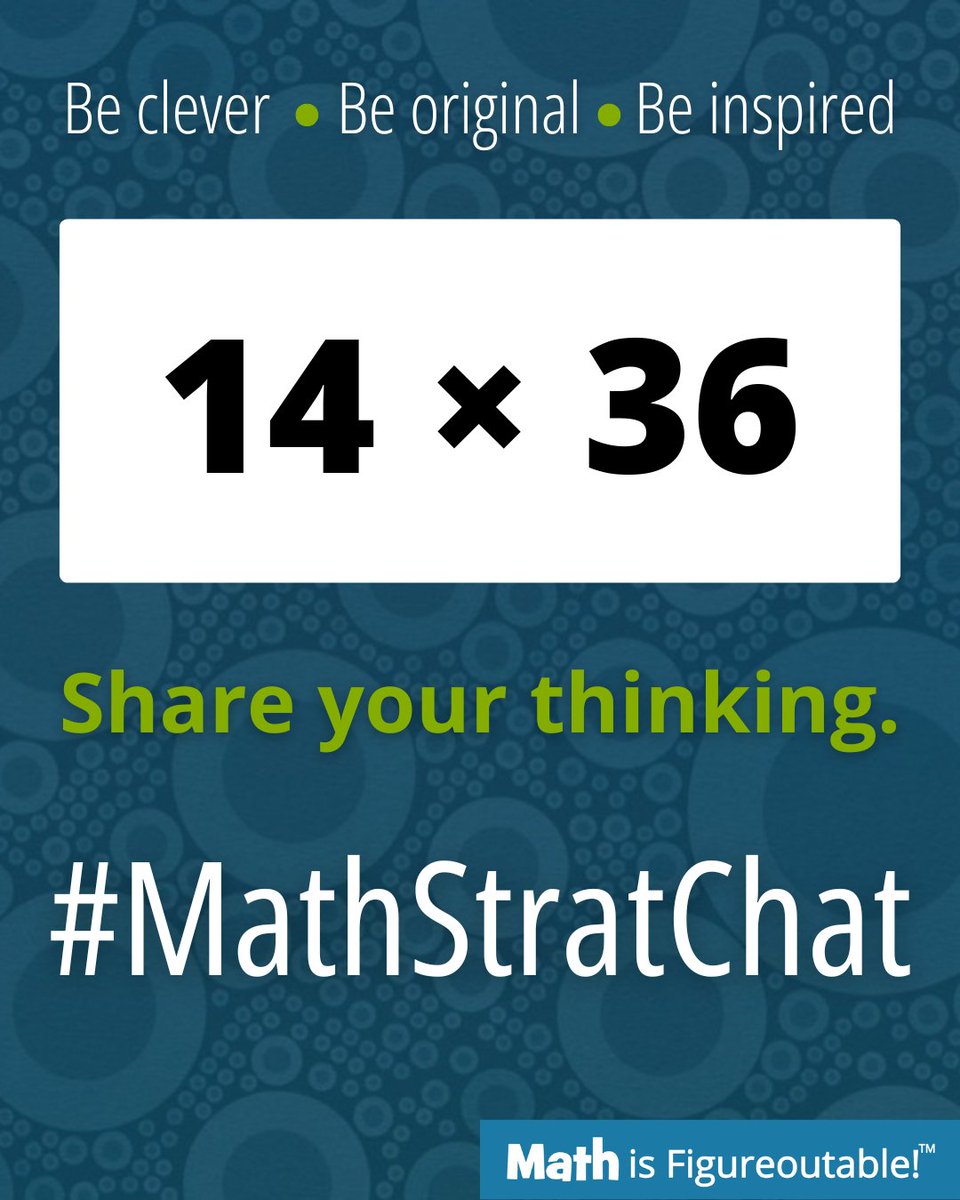 pwharris's tweet photo. It's time for #MathStratChat!

Rules: post your favorite or a clever solution! It's also fun to comment on other's strategies.

Tell us about your reasoning. 
Like/share so others can see! 

#MathIsFigureOutAble #MathStratChat #MTBoS #ITeachMath #MathEd https://t.co/J96q1UwqeF