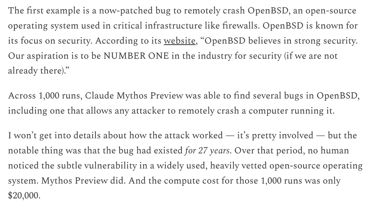 binarybits's tweet photo. Y'all, Claude Mythos is wild. https://t.co/gcEmsJKpC4