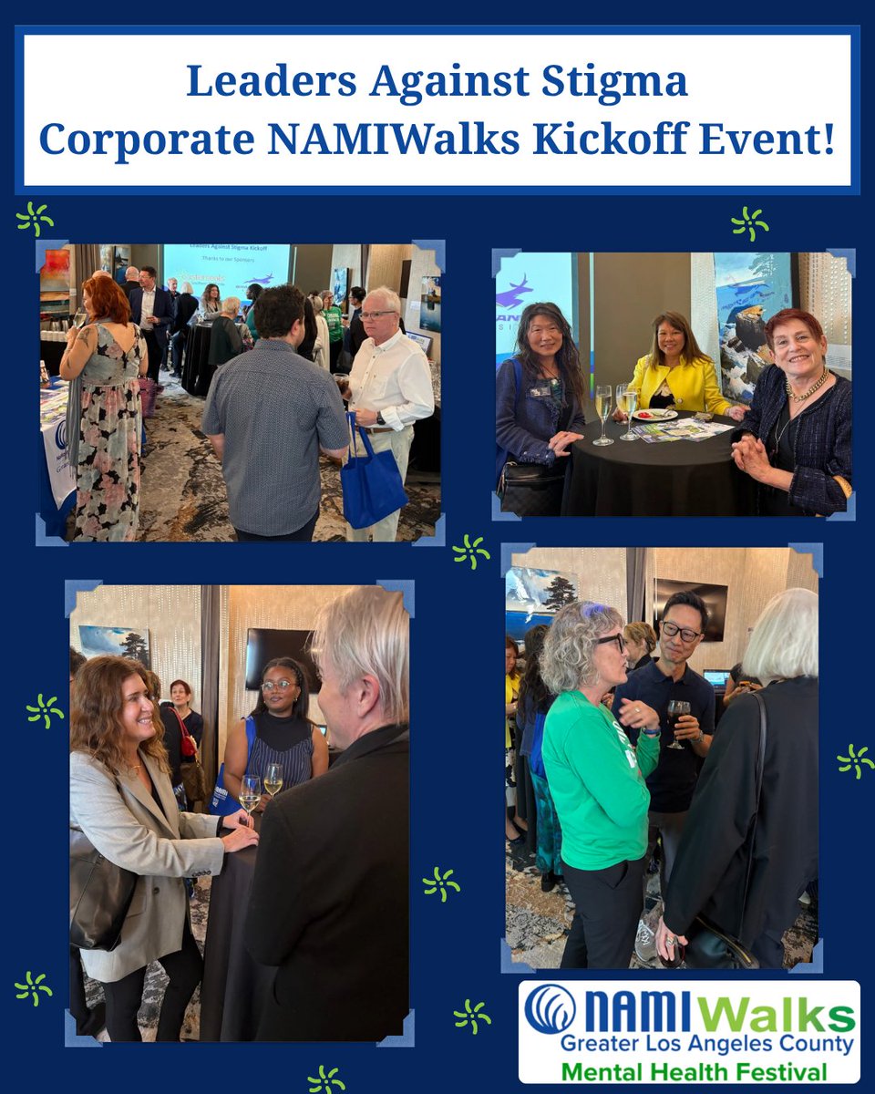 NAMIGLAC's tweet photo. Yesterday we had our first Corporate NAMIWalks Kickoff, Leaders Against Stigma! Corporate leaders are an essential part of mental wellness in the workplace.
Join us on May 16 at our NAMIWalks Greater LA County Mental Health Festival. Register at https://t.co/2ZjoHHE7bx
#NAMIWalks https://t.co/Swo9gj4prL