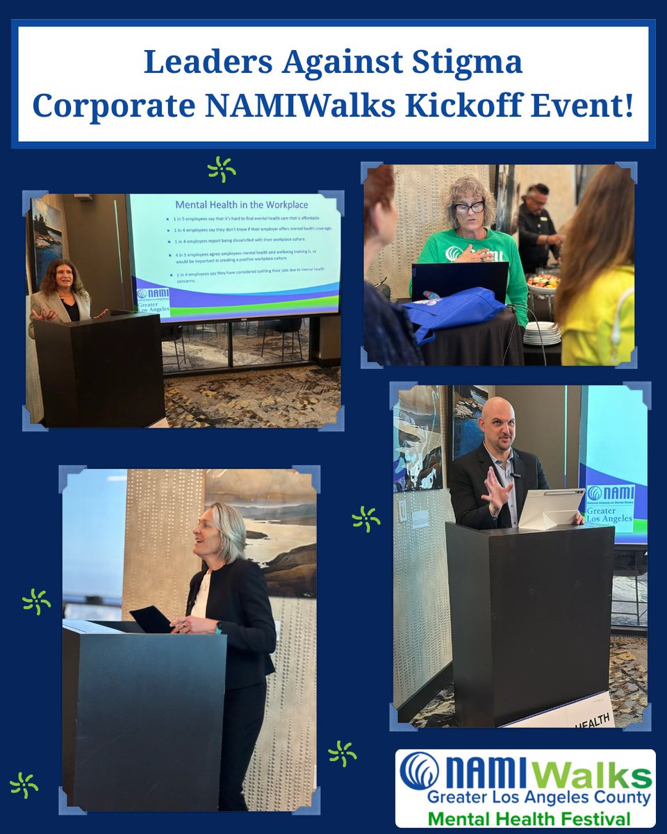 NAMIGLAC's tweet photo. Yesterday we had our first Corporate NAMIWalks Kickoff, Leaders Against Stigma! Corporate leaders are an essential part of mental wellness in the workplace.
Join us on May 16 at our NAMIWalks Greater LA County Mental Health Festival. Register at https://t.co/2ZjoHHE7bx
#NAMIWalks https://t.co/Swo9gj4prL