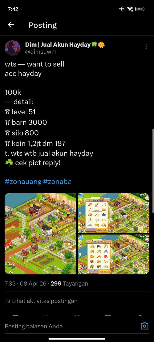 Dim | Jual Akun Hayday🍀🌼 tweet media
