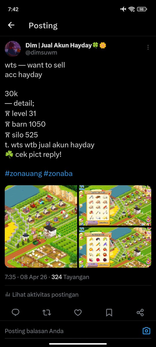 Dim | Jual Akun Hayday🍀🌼 tweet media