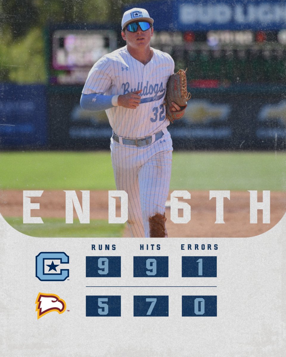 CitadelBaseball's tweet image. The Citadel leads 9-5 after six. 

#jOURney