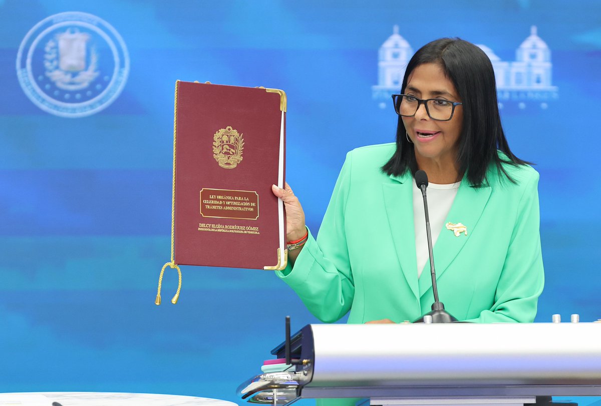 #08Abr || Presidente Encargada Doctora Delcy Rodríguez, promulga Ley Orgánica para la Celeridad y Optimización de Trámites Administrativos, durante su mensaje a la Nación.