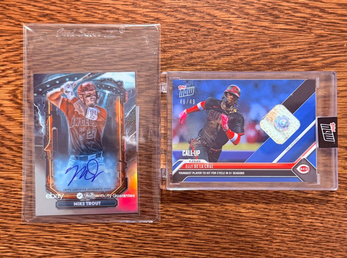 Barbos1Daniel's tweet photo. Epic Mailday! Thanks to @rum0rz_ for the sick Elly Game Used Base!! Go follow him up! And got a sick Trout Auto from eBay!! https://t.co/7AAnc19MVG