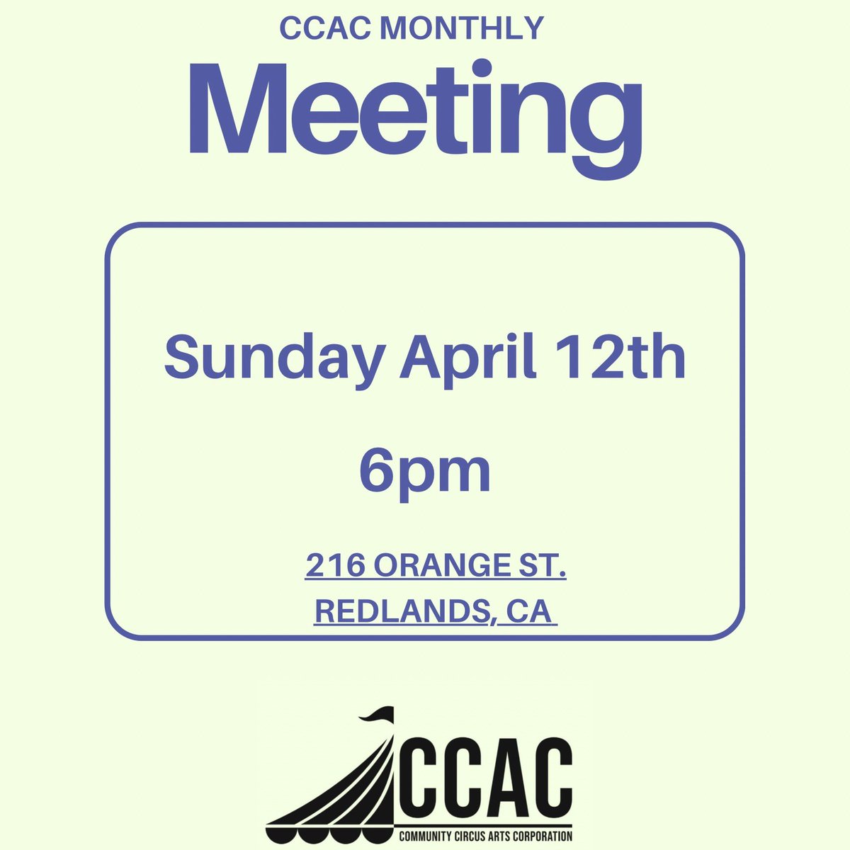 do_circus's tweet photo. Join us for our CCAC Monthly Meeting—a chance to connect, collaborate, and keep the magic of our community going strong!

🗓 Sunday, April 12th
⏰ 6PM
📍 216 Orange St., Redlands, CA

Whether you’re a longtime member or just curious, we’d love to see you there 💛 https://t.co/bTwnBHBD9g