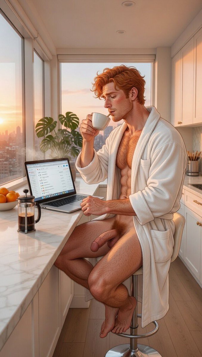 AIHunk85's tweet photo. Morning routine! #AIart #AIHunk #ginger https://t.co/pCrPtbZrt3