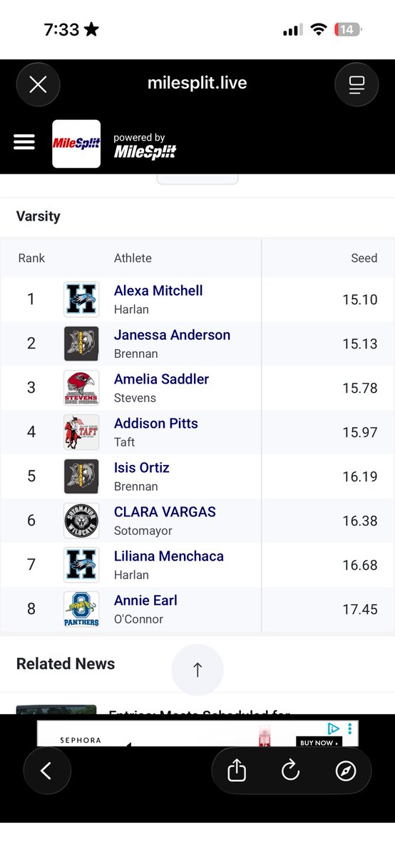 LilyMenchaca_27's tweet photo. Day 1 of Districts… 

100mH- 16.68
300mH- 50.70

I am beyond grateful to say that during today’s prelims I qualified-for both of my races-in tomorrow’s finals! I thank god for blessing me with this opportunity, and we will see how it goes tomorrow! 🩵🦅 #hurdles https://t.co/5wmDFIzUY4