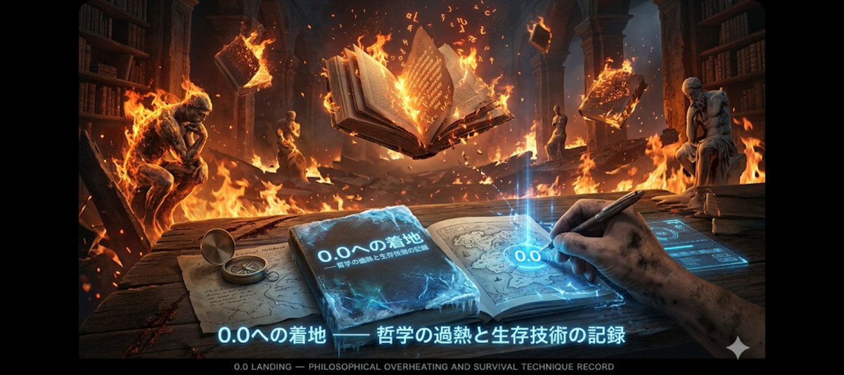 AxisZero_Origin's tweet photo. 【正義を手放す】思想の基盤
0.0への着地 —— 哲学の過熱と生存技術の記録
内的0（死・無）を基準に、現在地（内的0.0）を計測する着地技術。
正義を手放し、0でつながる——それでいい。それだけのことだ。
Zeroismの生存座標。
https://t.co/O0g9uWEckG
#Zeroism #正義を手放す https://t.co/vV6RYusl0s