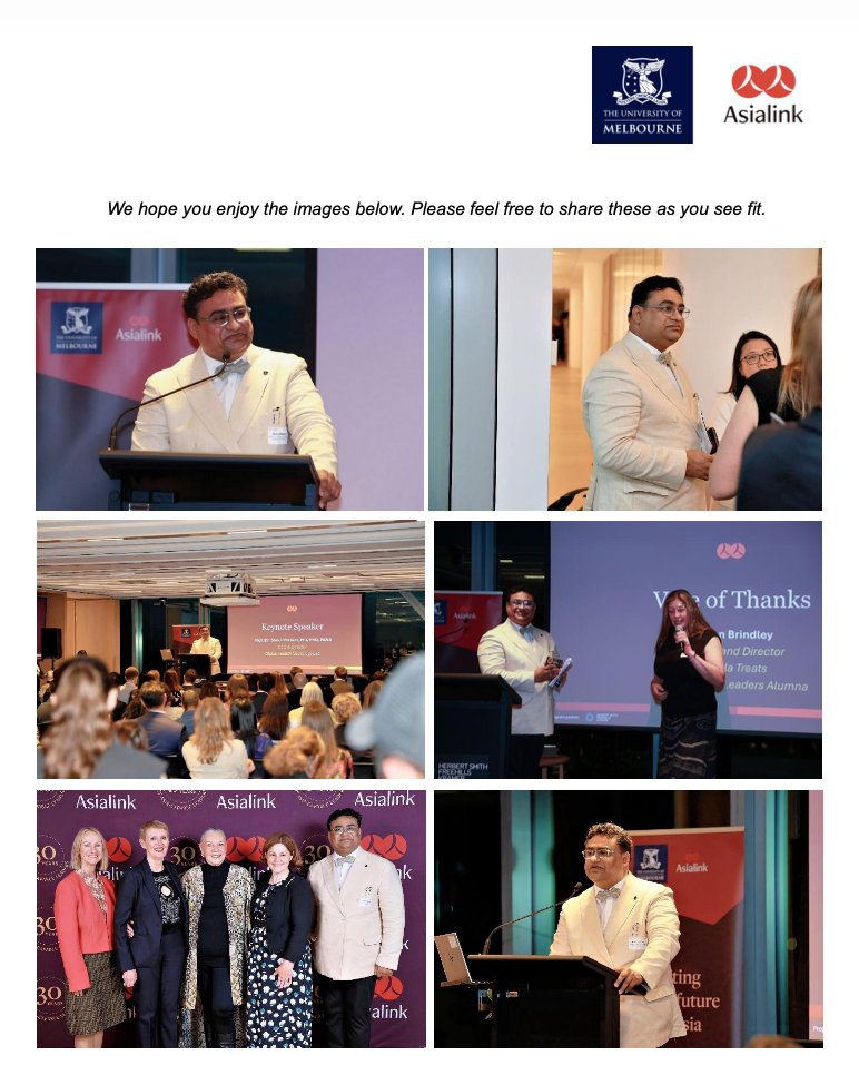 DrSonuBhaskar's tweet photo. Humbled to receive this thoughtful letter from Asialink CEO Ms. Rachel Thompson following the keynote at Melbourne. 

Grateful that the message, on humility, relationships, and purpose, resonated so deeply with the cohort and stayed with them through the week.
We remain committed to advancing equitable, high-quality healthcare across our region.

Thank you, Asialink - honoured to contribute and to continue this important journey together.