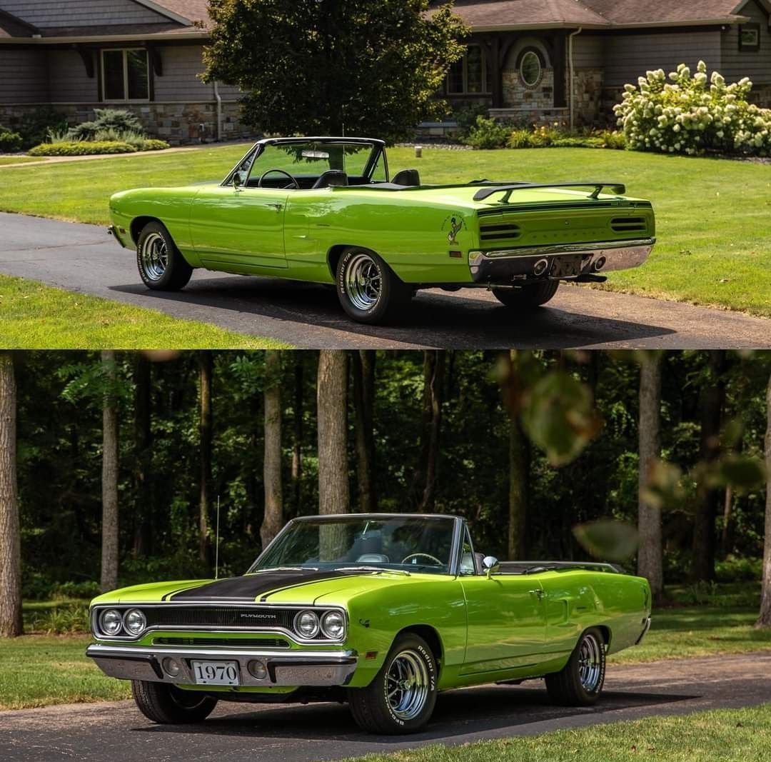 HappyMotorhead's tweet image. Would or Wouldn't? 

1970 Plymouth Road Runner convertible — an iconic muscle car, rare as a factory drop-top, fitted with big-block 383/440 V8s, bold styling and fierce performance; a collector’s favorite. 

Would you take one for a spin? 

#ClassicCars