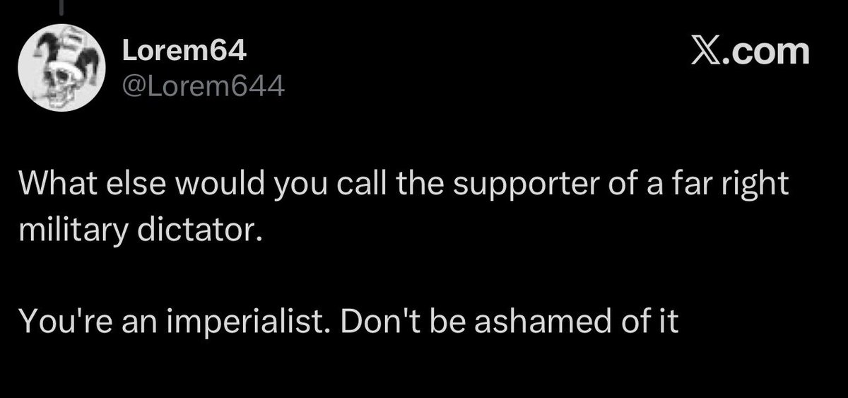 The citizens of the imperial core suffer from a type of mental illness that makes them believe the periferic nations oppress *them* and prompts them to say wanting NATO out of SA is imperialistic and argentines are evil for being the genocide victims of their own dictatorship
