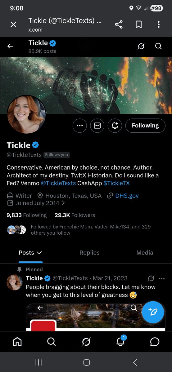 This is my good friend <a href="/TickleTexts/">Tickle</a> 
She helped me and others who have no clue wtf we are doing on here! Not only is she a great person who is compassionate and caring of others, she will kick the shit outta jackwagons spewing misinformation! 
Please support her. She is an OG who