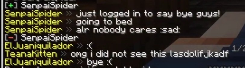 azul_lights's tweet image. #SenpaiSpider : just logged in to say by guys, going to bed
*no one answers*
Senpai: alright nobody cares :sad:
*logs out*

:(((( lol