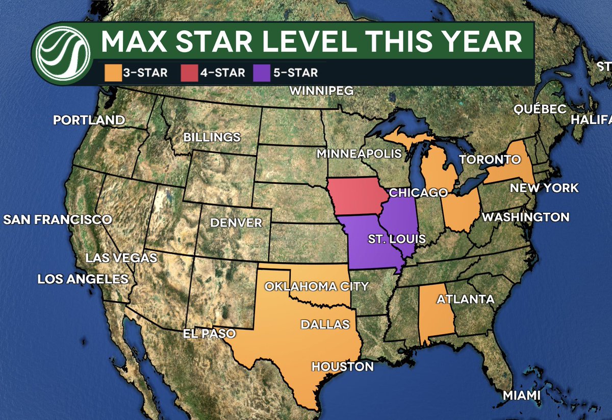HailTrace's tweet image. Before storms get going again, check out the max star level hail map by state! 

TWO 5-Star Hail Maps
ONE 4-Star Hail Maps
TEN 3-Star Hail Maps

The forecast calls for many more to be added to the list in the next 6 days! Stay tuned!

#roofing #roofingcontractor #restoration
