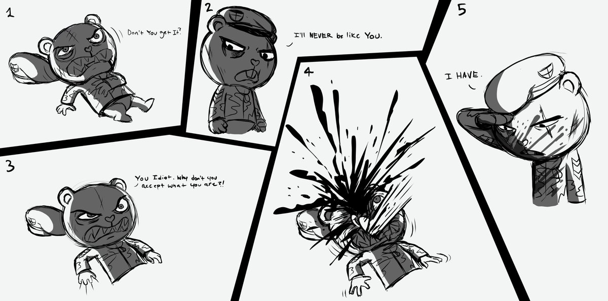 RizardLiz's tweet photo. Who you are. #htf #happytreefriends #flippy #fliqpy #fanart #comic https://t.co/mVug0QUzgg