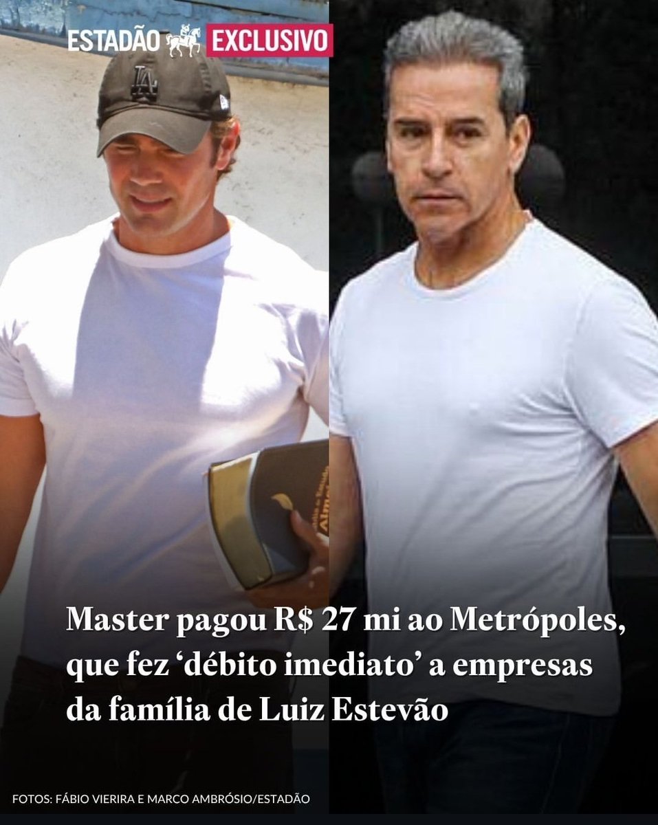 🚨URGENTE: Master pagou R$ 27 milhões ao Metrópoles ligado à família de Luiz Estevão

O Metrópoles, jornal e portal de notícias fundado e ligado ao empresário e ex-senador Luiz Estevão, recebeu **R$ 27,2 milhões do Banco Master entre 2024 e 2025, segundo reportagem compartilhada