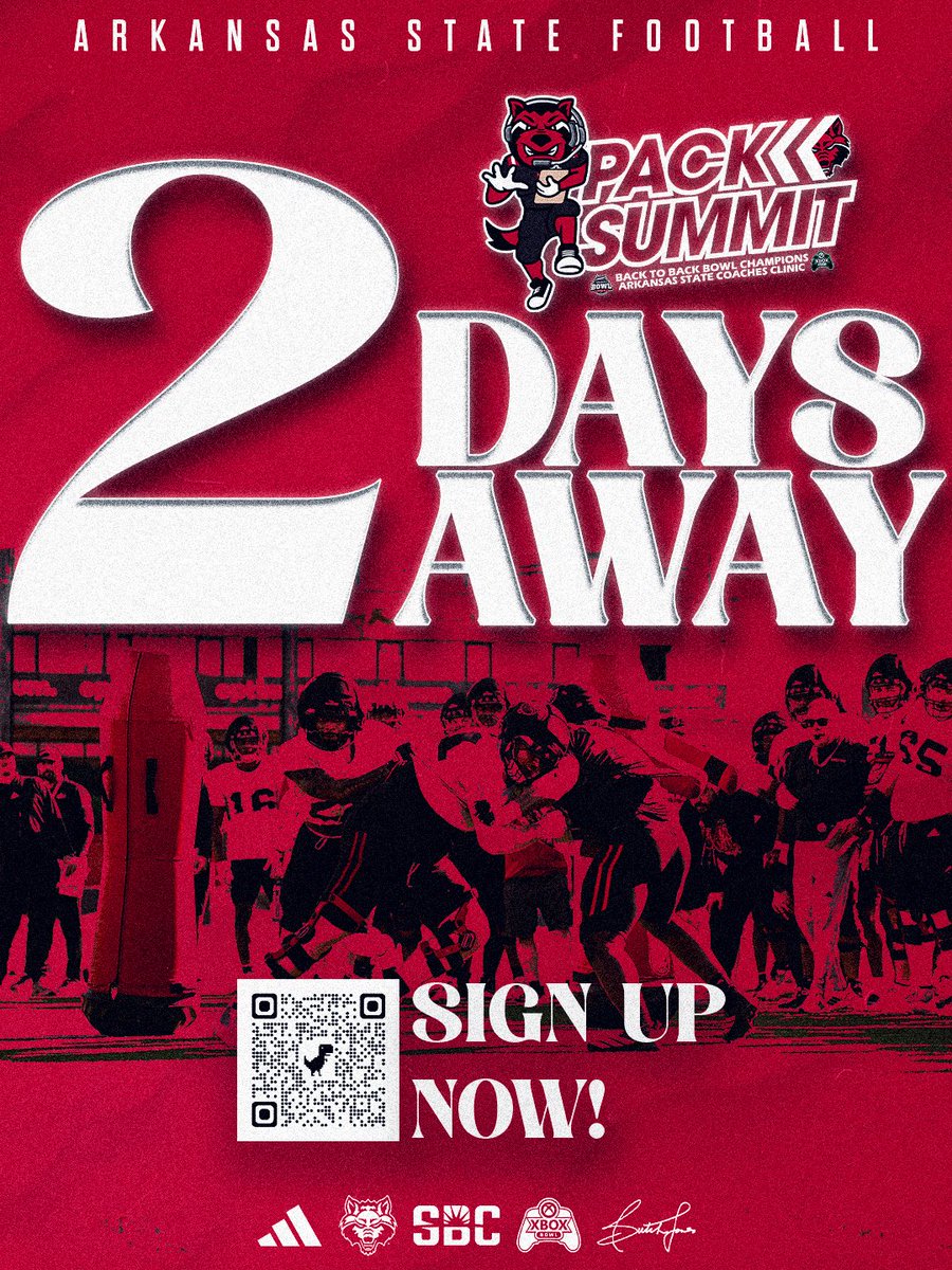 AStateFB's tweet photo. Are You Ready? 
The Pack Summit Coaches Clinic is right around the corner‼️ We can’t wait to talk ball all day with you🗣️

https://t.co/mN8pabhs8C

#WolvesUp🐺 https://t.co/ee2PAGasyt