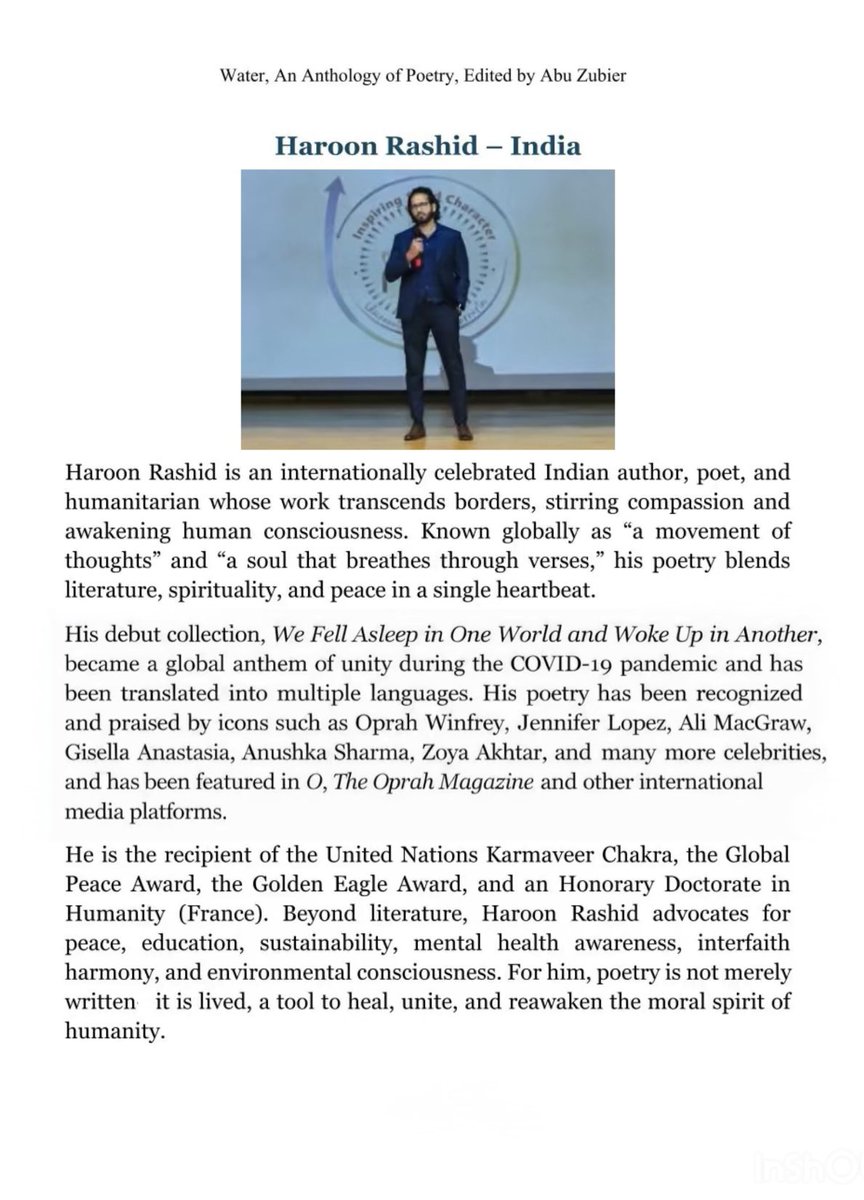AuthorHaroonR's tweet photo. #AuthorHaroonRashid 🌎
My 📖 “When the Sky Forgot to Cry” finds its place among global voices reflecting on the essence of water, life, and human emotion.
My poetry is now part of “Water: The Source of Life (Volume IV)” by La Fenêtre de Paris 

#WhenTheSkyForgotToCry #poetry https://t.co/nVCG8JbHwi