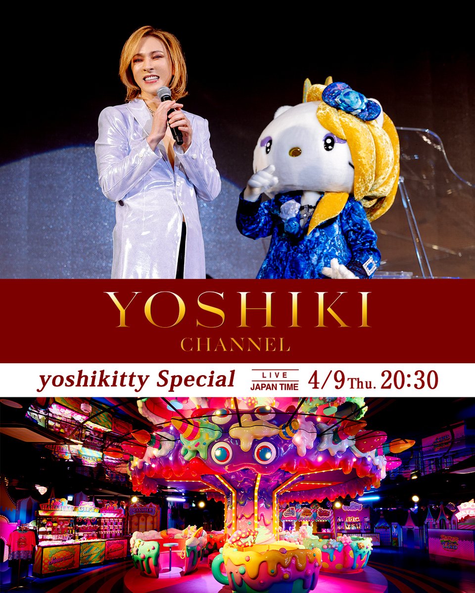 YoshikiChannel's tweet image. Tonight!!!
April 9 (Thu) at 8:30 PM
YOSHIKI CHANNEL “yoshikitty Special” Live Streaming

Watch here:
Japanese Broadcast
youtube.com/live/wRU1PIS0o…

English Simultaneous Interpretation
youtube.com/live/PH0dGduSM…

Public Broadcast
youtube.com/live/pzznhtIMJ…

Public Broadcast (English