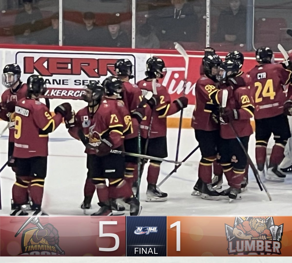 TimminsRock's tweet image. 🚨ROCK WIN!🔥

Kaeden McArthur scores twice as the Rock defeat the Lumberjacks 5-1 on Wednesday night to sweep the Semifinal series

Up next, the NOJHL Finals against Greater Sudbury!

#MovingOn #NOJHL #GoRockGo