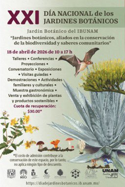 Se acerca nuestro magno evento del Día Nacional de los Jardines Botánicos este sábado 18 de abril. ¿Quieres conocer nuestras plantas mexicanas y los beneficios, investigaciones y su historia? No te pierdas esta oportunidad. Conoce el programa diadejardinesbotanicos.ib.unam.mx
<a href="/SEDEMA_CDMX/">Secretaría del Medio Ambiente</a>