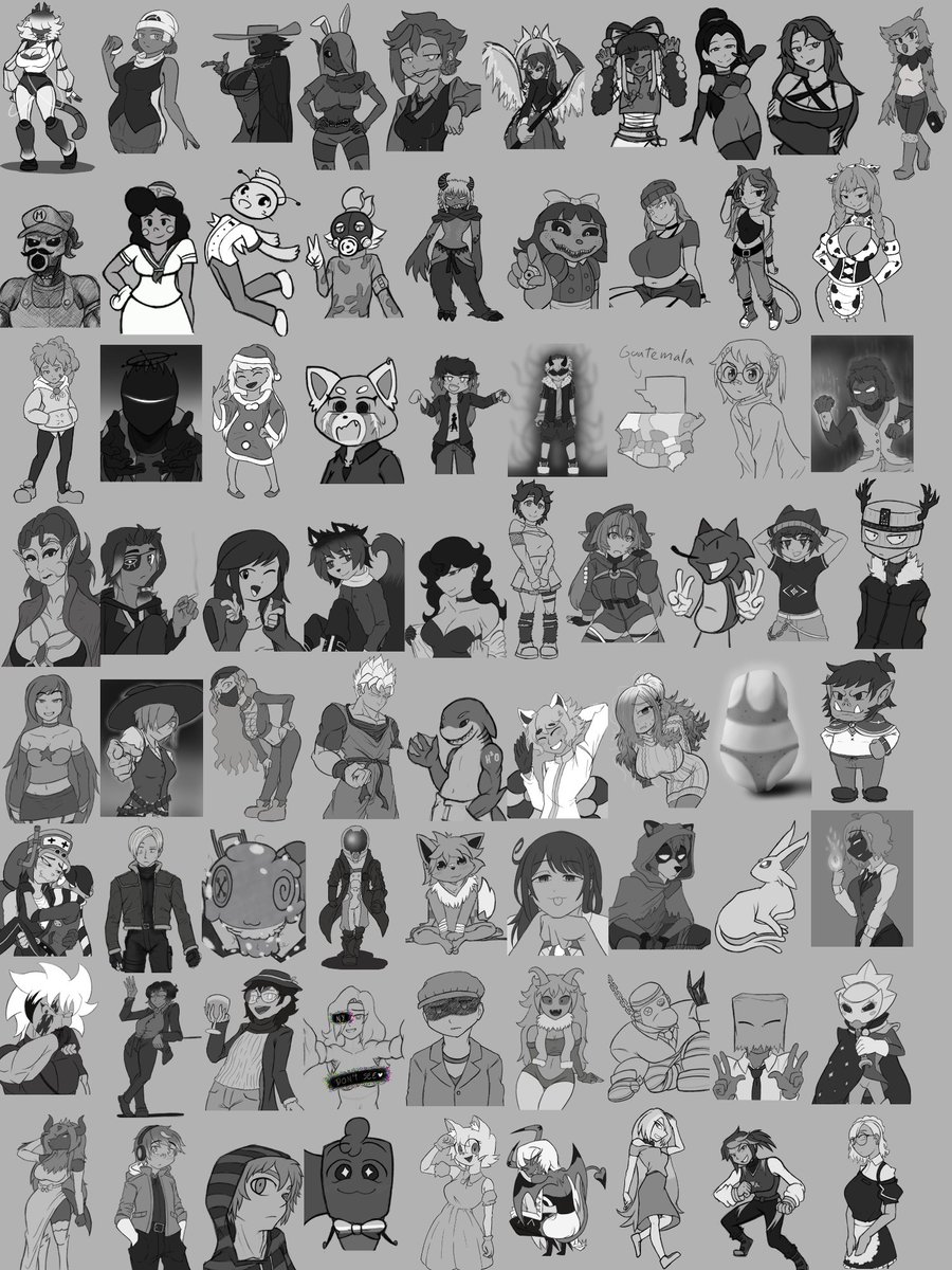 Juatrox's tweet photo. Los dibujos de la dinámica de dibujos gratis.

Pd: Si, sé que no están todos. Estos son los que dejaron su referencia enseguida.
Pd2: Si, los que faltan aún pueden mandarme su personaje. https://t.co/Ol4f1bNXYZ