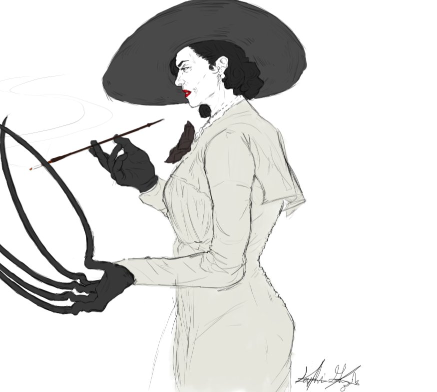 Corpor4teSponge's tweet photo. Haha! Went through my old drawings and found a Lady Dimitrescu sketch again! I love resident evil. https://t.co/aAAfPHvLY0