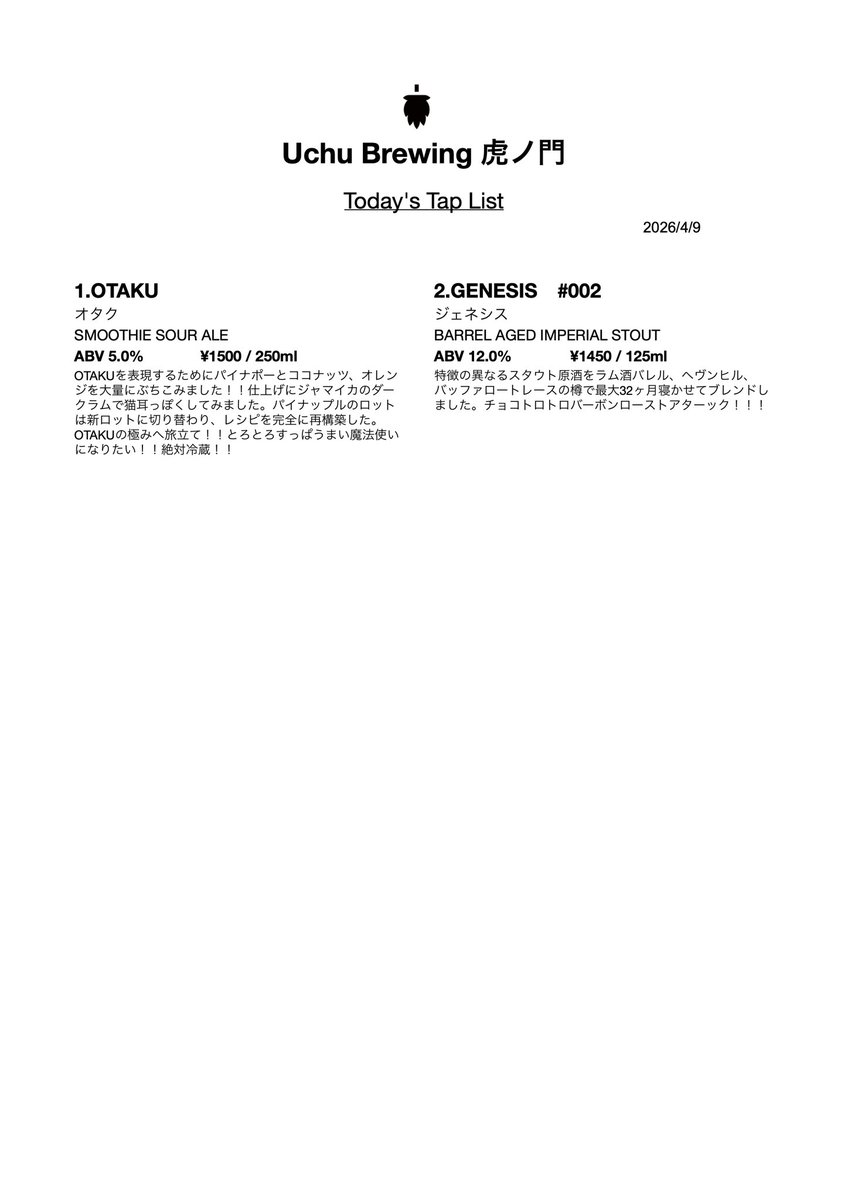 【虎ノ門ヒルズのタップルームから】
English is below

本日、虎ノ門ヒルズのタップルームはオープン1周年を迎えました！！

あっという間の1年でしたが、小さなお店にたくさんの方にご来店いただきありがとうございました！