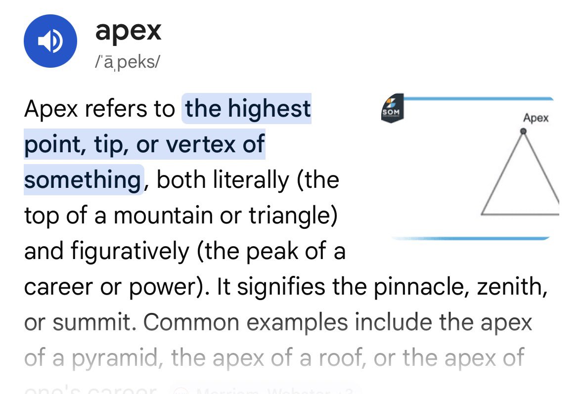 This dipshit is actually admitting everything that happens after Trump is downhill because an apex is the top and Trump is going to fuck things up so badly that America has no place to go but down.