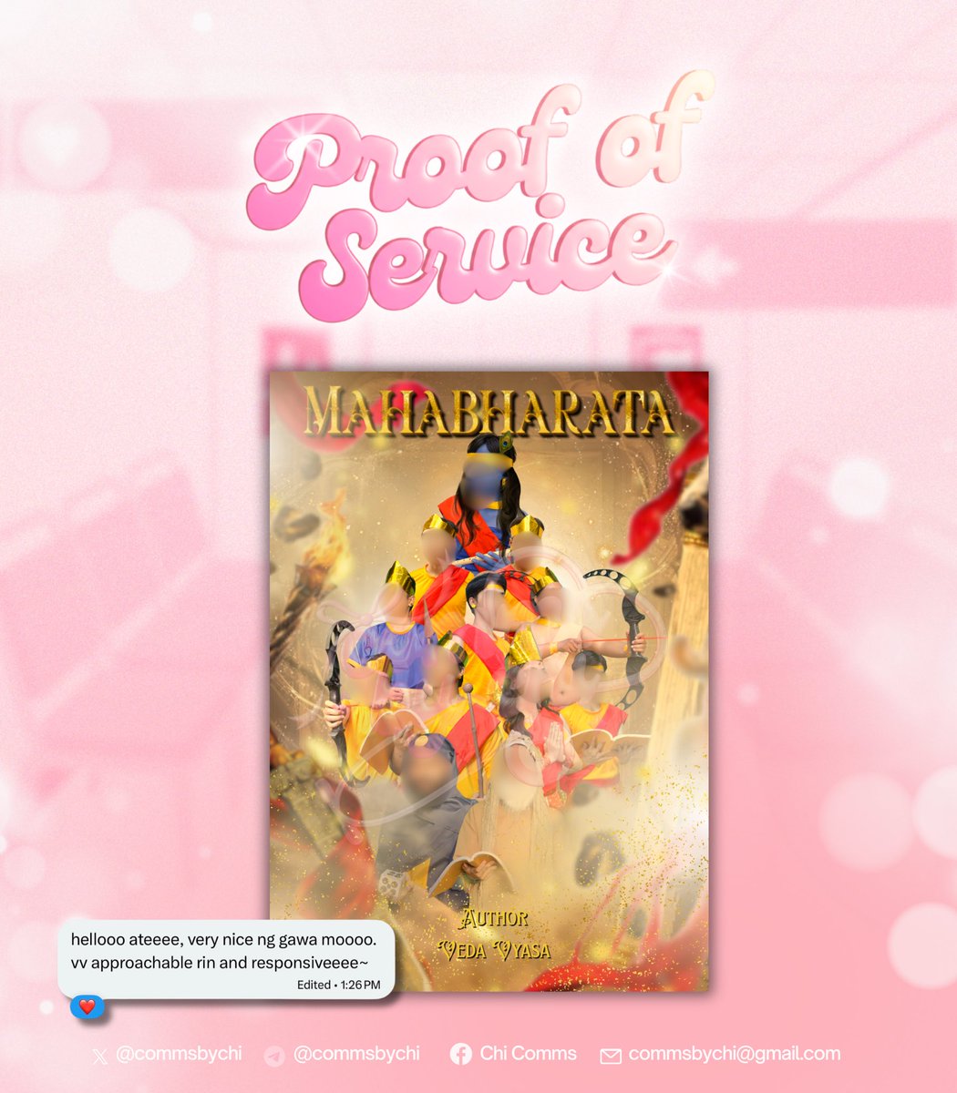 🎀 — 𝑷𝒓𝒐𝒐𝒇 𝒐𝒇 𝒔𝒆𝒓𝒗𝒊𝒄𝒆𝒔 #ChiVouches 

Task: Book Cover 

Thank you so much for trusting Chi’s Comms with your academic needs ♡