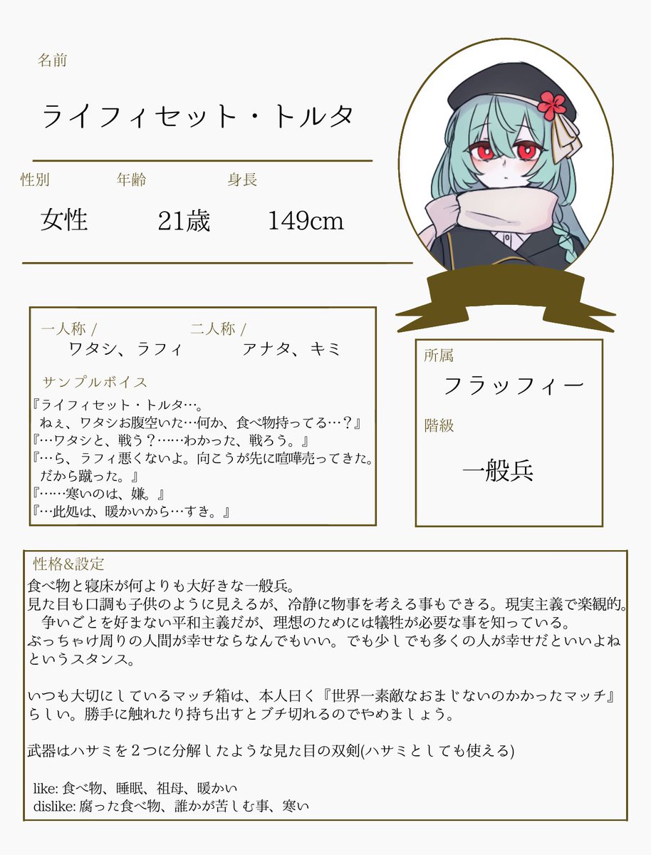 maron_9616's tweet photo. #あのかち_軍人名簿
#あのかち_フラッフィー

友に引きずり込まれ無事参加です
初めての企画参加なのでお手柔らかに😌 https://t.co/Kv4UVG50JT