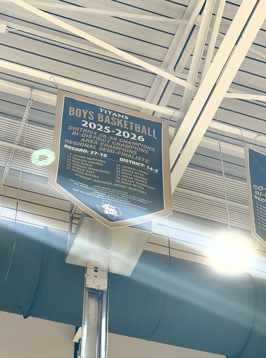 swisd_swlbbball's tweet photo. Tonight we were able to honor our players, parents and community by raising the 1st Boys Basketball banner in program history!
A lot of blood, sweat and tears poured into our season together and we want to thank all of our support systems who made this year possible!

#TitanPride https://t.co/hZOXF7Cd3Y