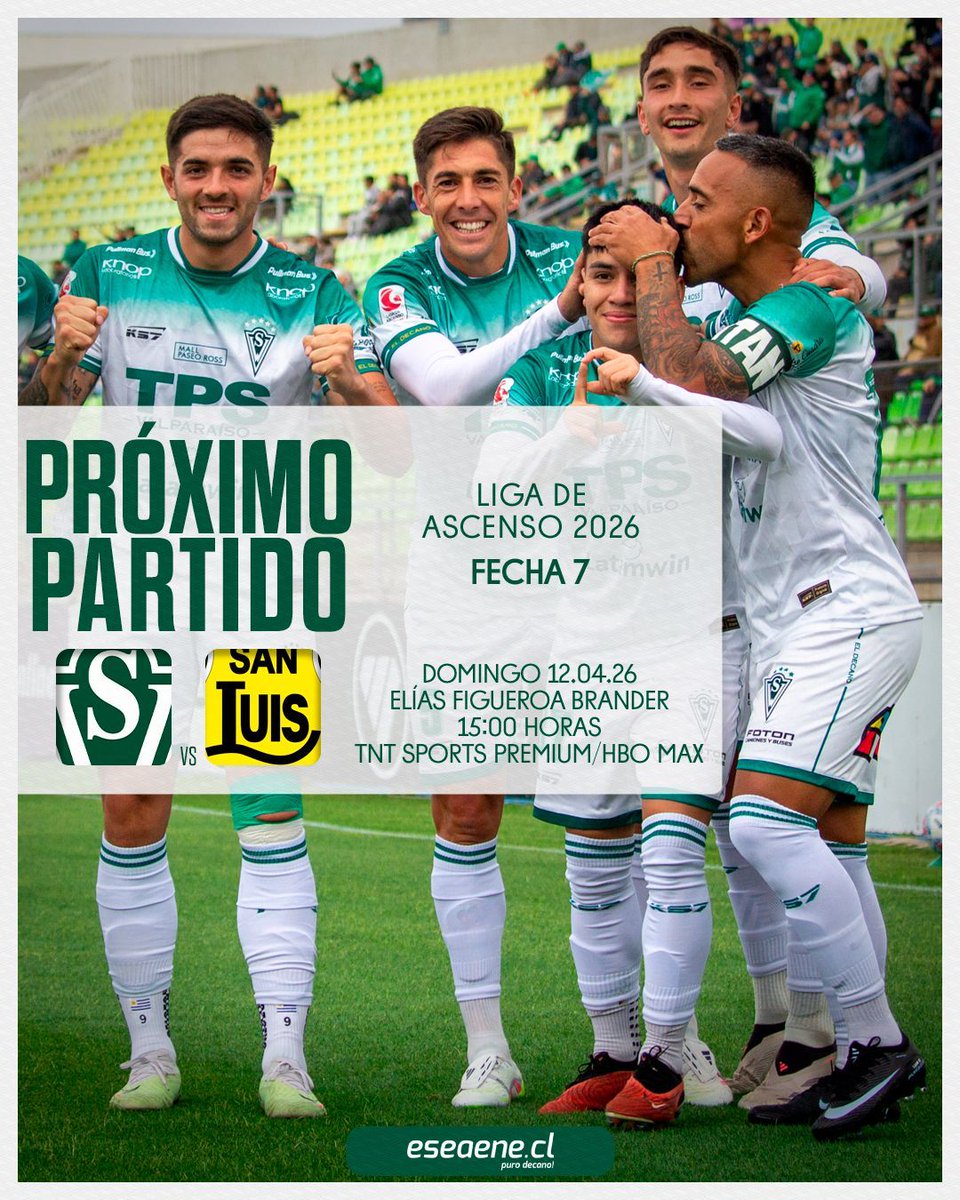 eseaenecl's tweet photo. Próximo partido de Santiago Wanderers
🏆 Liga de Ascenso 2026 - Fecha 7.
🆚 San Luis.
📅 Domingo 12/04.
⌚️ 15 horas.
🏟 Elías Figueroa Brander.
📡 TNT Sports Premium - HBO Max.
#SWvsSL #SW2026 #VolveremoSW. https://t.co/quwEHalEMd