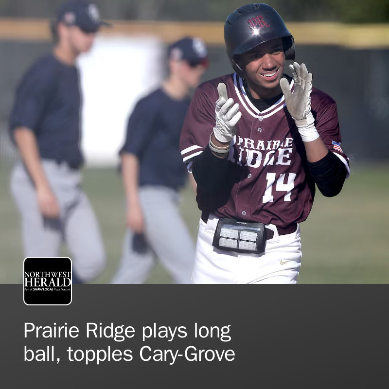 nwherald's tweet photo. Maddon McKim, Cameron Davis and Gavin Piekos all homered, and Prairie Ridge's baseball team beat Cary-Grove 16-0 in four innings to extend its winning streak to seven games. https://t.co/Fq1A1fnA0s