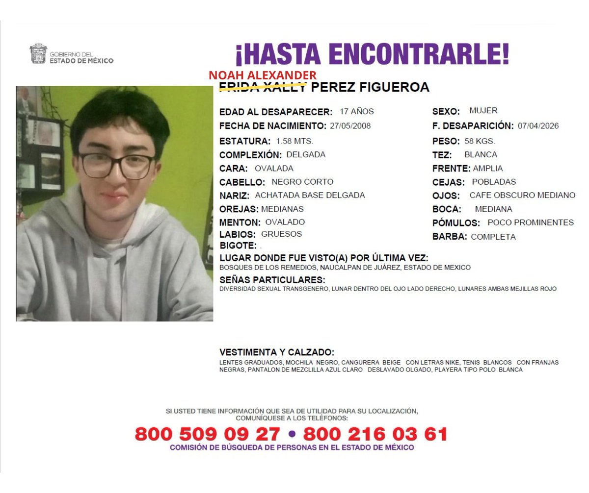 ObservatorioCr3's tweet photo. ¡Te buscamos #NoahAlexanderPerezFigueroa! 🔍

Gracias por ayudarnos a compartir la ficha. 

@Busqueda_MX
@SEGOB_mx
@FGRMexico
@CEAVmex
@Edomex
@CEAVEM
@CODHEM
@FiscaliaEdomex
@COBUPEM
@delfinagomeza
@isaacsolar

#LGBT #Busqueda #PersonaDesaparecida #Naucalpan #EdoMex https://t.co/wcbcW6hV5b