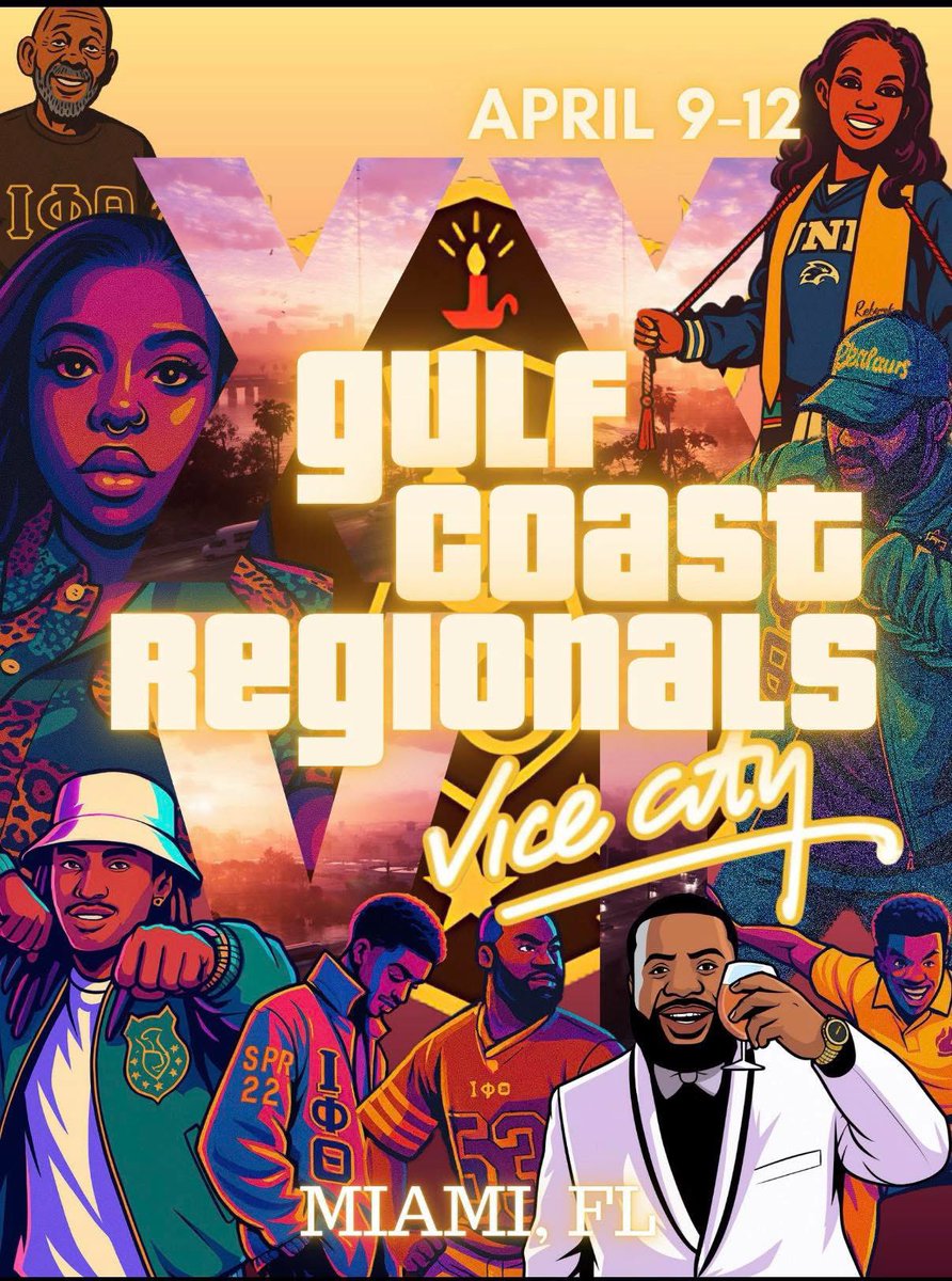 Safe travels to all Iotas and Hearts heading to South Beach to represent the Galvanizing Gulf Coast Region of Iota. 🟤 🟡 
Mississippi 
Florida 
South Carolina
Alabama 
Georgia 
Bahamas