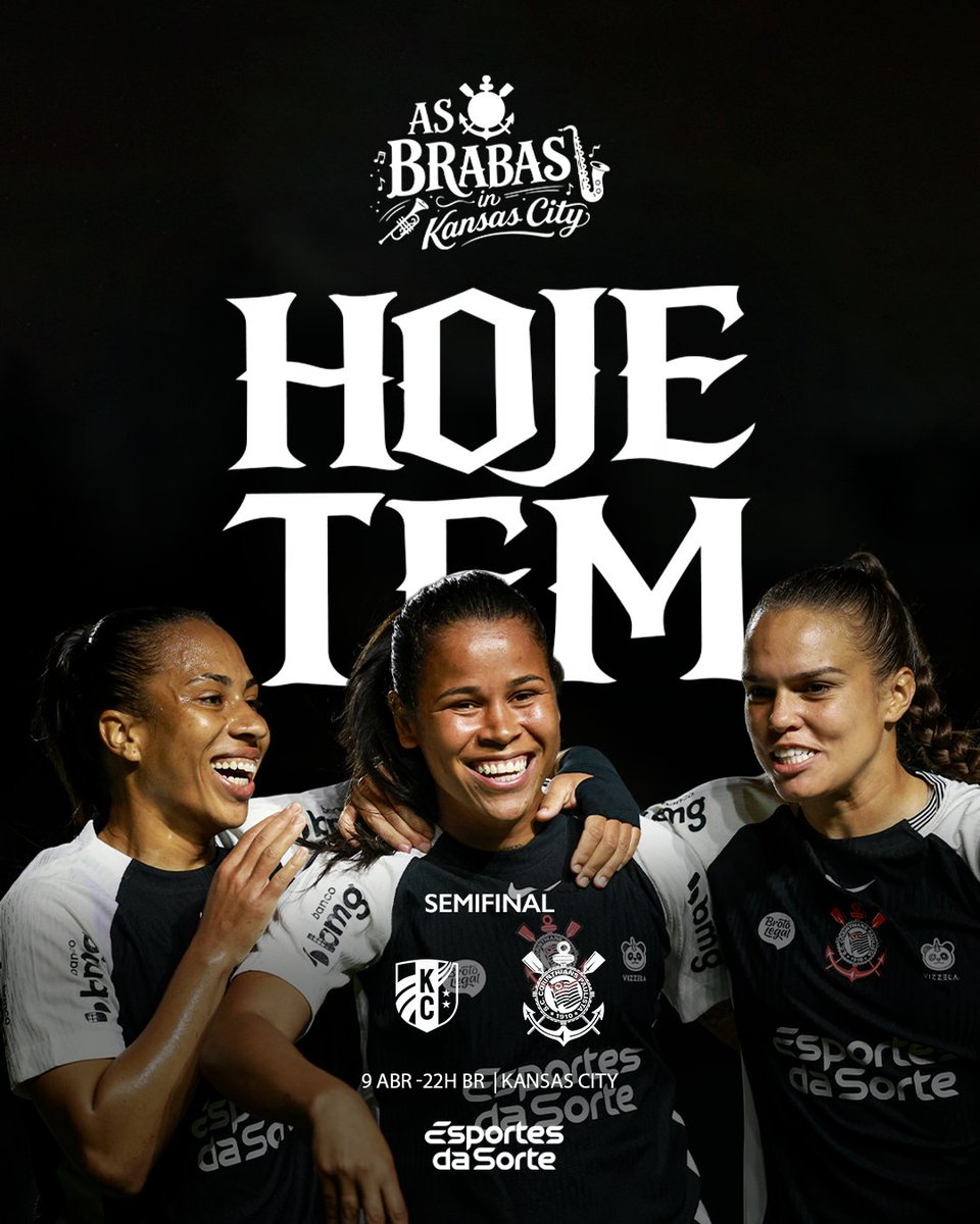 HOJE TEM #ASBRABAS NA TEAL RISING CUP! 💜

🎶CORINTHIANS, MINHA VIDA… 🎶

⚽ Kansas City (🇺🇸) x Corinthians
🏆 Teal Rising Cup (semifinal)
⏰ 22h (horário de Brasília)
🏟 CPKC Stadium
📺 ESPN 2

#KANxSCCP
#AsBrabasInKansasCity
#AsBrabasComEDS
#VaiCorinthians
