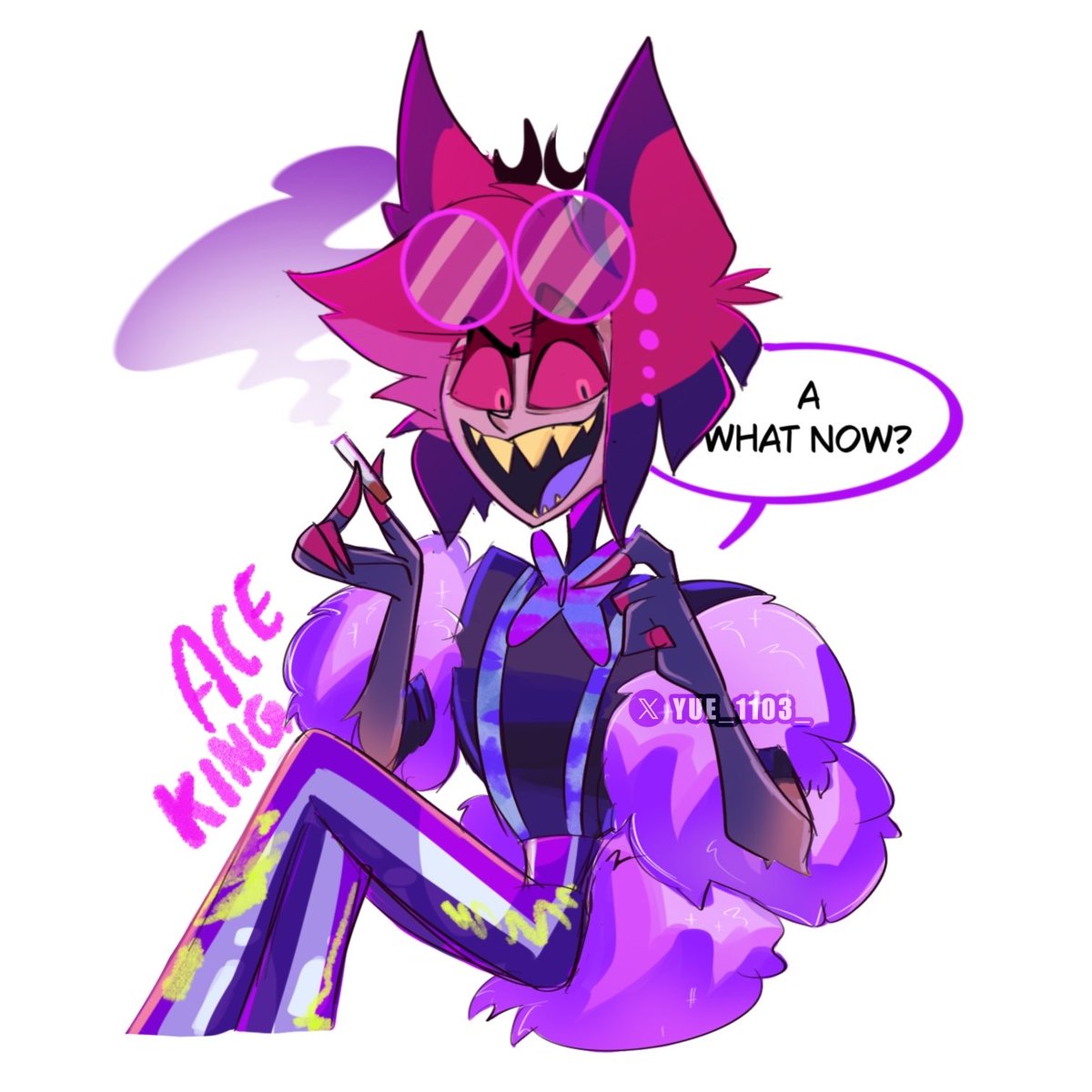 Yue_1103_'s tweet image. The Ace King 🖤🩶🤍💜

#alastor #ace #hazbinhotel